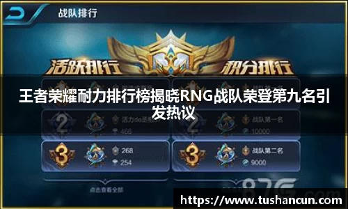 王者荣耀耐力排行榜揭晓RNG战队荣登第九名引发热议
